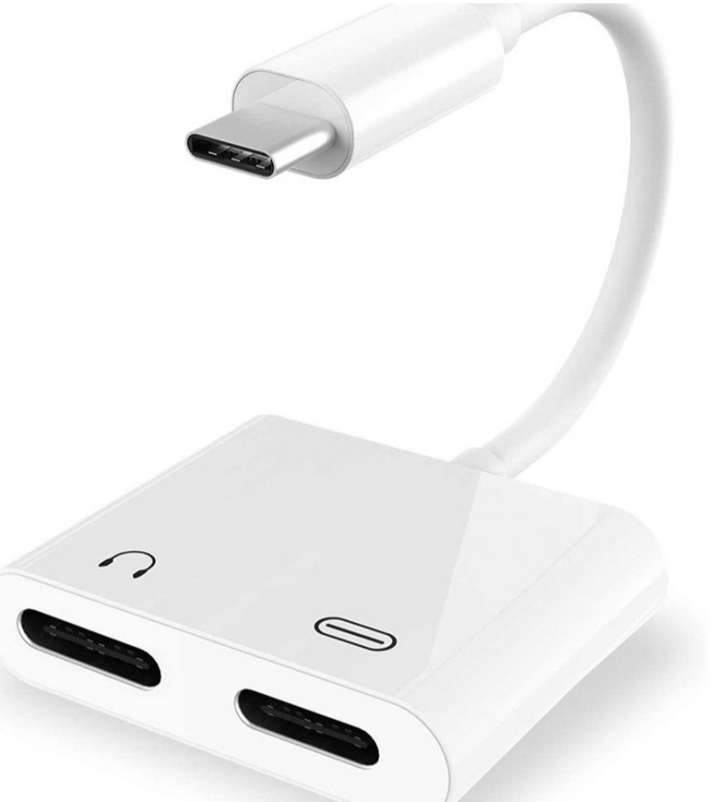 White - GL054-1 Type-C To 3.5mm Headphone Jack Charge Adapter